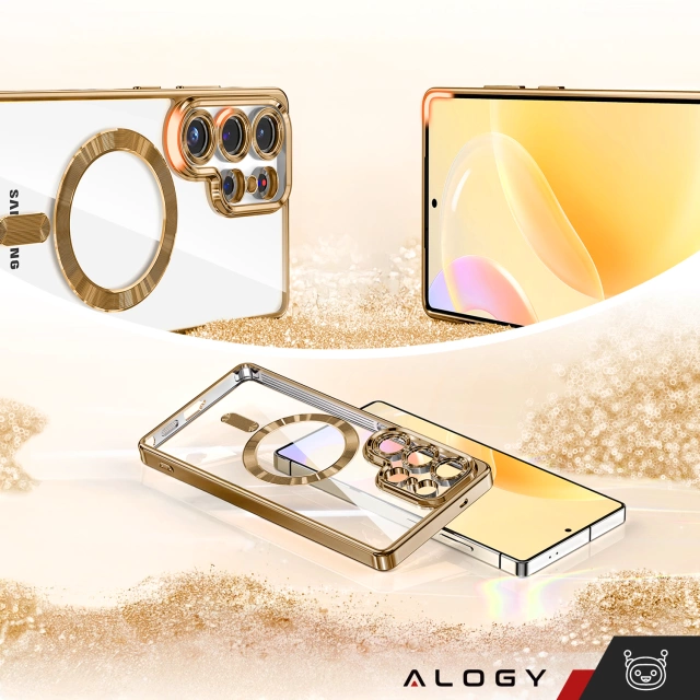 Чохол MagSafe для Apple iPhone 16 Pro Max Alogy Glamour Luxury Ring Housing Gold-Transparent