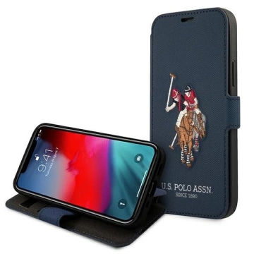 Pouzdro na knížkový telefon US Polo Embroidery Collection iPhone 12 Pro Max 6,7" námořnická modř/námořnická