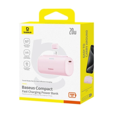 Baseus Compact IP Power Bank 5000mAh 20W Lightning USB-C ružová