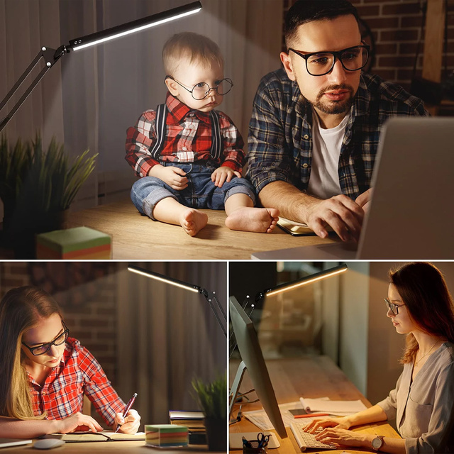 Alogy LED stolná lampa Dreslarska USB s nastaviteľným dlhým ramenom na stolovú dosku Black