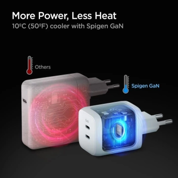 2-портовий мережевий зарядний пристрій Spigen Powerarc PD65W білий
