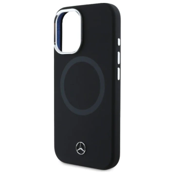 Чохол Mercedes для iPhone 16 6.1" Black Hardcase Silicone Tonal Logo MagSafe