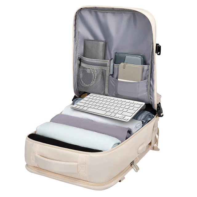 Bange wasserdichter Rucksack für 15,6-Zoll-Laptop, Stadtreisender, 45 x 30 x 16 cm, für Arbeit, Flugzeug, Herren, Damen, mit USB-Anschluss Schwarz