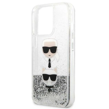 Karl Lagerfeld KLHCP13LKICGLS ochranný obal na telefon pro Apple iPhone 13 Pro / 13 6,1" stříbrný/stříbrný pevný obal Liquid Glitter Karl