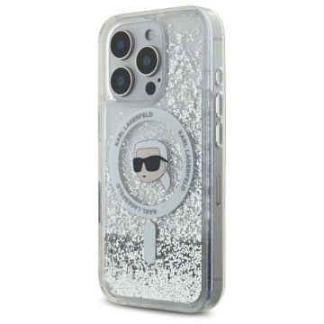 Etui Karl Lagerfeld do iPhone 16 Pro Max 6.9" Magsafe Hardcase Transparent Liquid Glitter Karl Head 