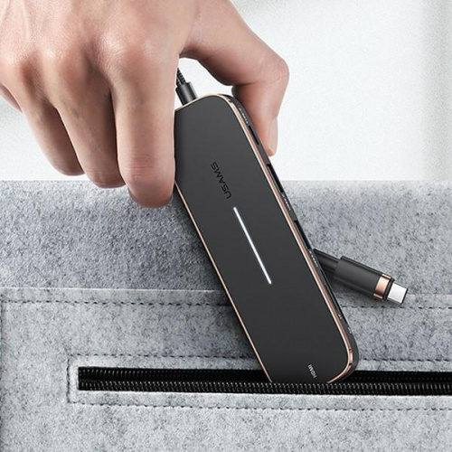 USAMS Adapter HUB 3xUSB   USB-C   HDMI czarny/black SJ578HUB01 (US-SJ578)