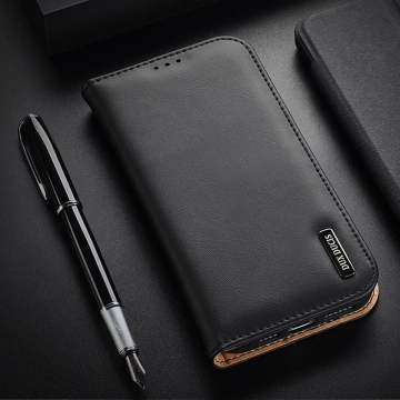 Dux Ducis Hivo Leather Flip Cover Originální kožená peněženka na karty a dokumenty iPhone 14 Plus černá