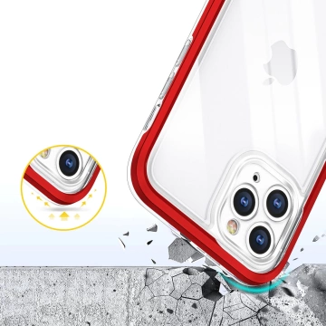Průhledné pouzdro 3v1 pro iPhone 11 Pro Max Frame Cover Gel Red