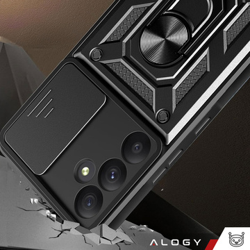 Case for Samsung Galaxy A35 5G Armored Slide Case Ring Housing Camera Protection Camshield Alogy Black Glass