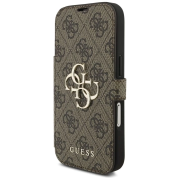 Etui Guess do iPhone 17 Pro Book 4G Metal Logo Brown