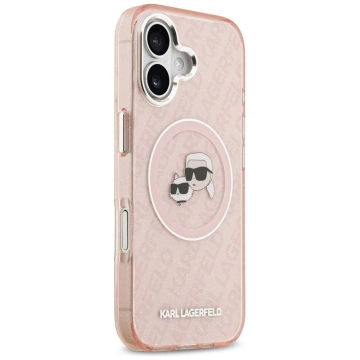 Etui Ochronne do iPhone 17 Karl Lagerfeld IML Glitter K&C Heads MagSafe Różowy