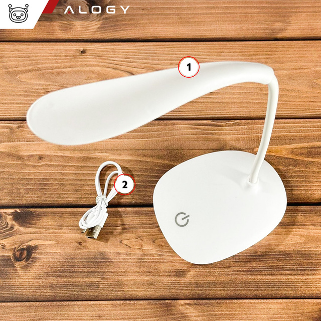 Stolní LED lampa na školní dotykový stůl USB stojící noční bezdrátová Flexible Alogy White