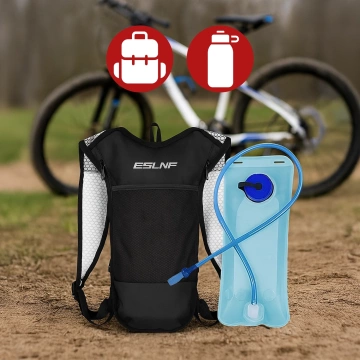 Bicycle backpack for back bag with 2L water bladder container for cyclists, cycling, running, Black