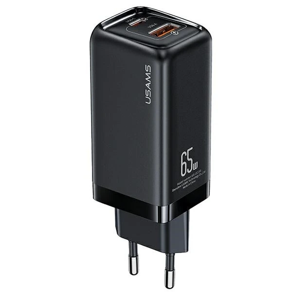 USAMS Wandladegerät 1xUSB-C 1xUSB T47 65W PD Fast Charging Super Si schwarz/schwarz CC153TC01 (US-CC153)