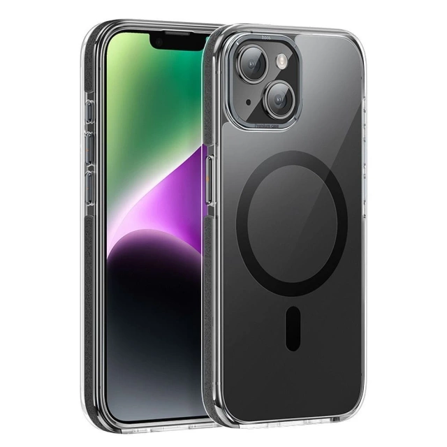 Чохол Hoco case сумісний з MagSafe AS6 для Apple iPhone 15 Plus чорний прозорий