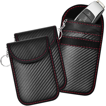 Antykradzieżowe etui na klucze Alogy pokrowiec blokujący sygnał ochrona RFID 13x8.2cm karbon czarny 2szt