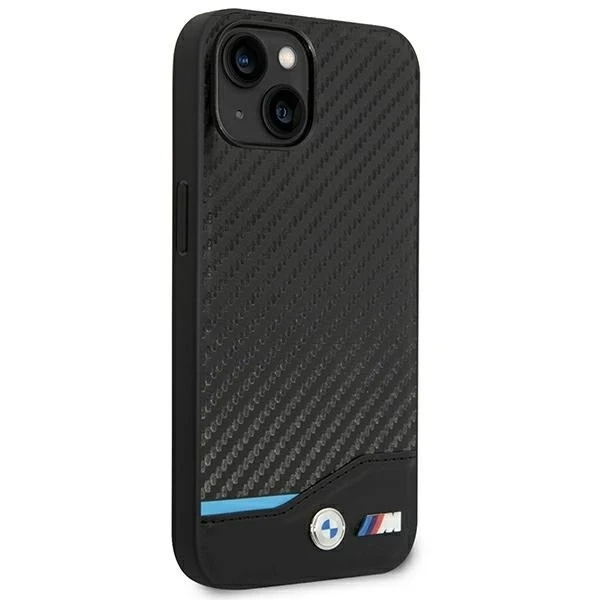 BMW BMHCP14M22NBCK puzdro na telefón pre Apple iPhone 14 Plus 6,7" čierne/čierne kožené karbónové