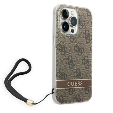 Puzdro Guess GUOHCP14XH4STW iPhone 14 Pro Max 6,7" hnedé/hnedé pevné puzdro 4G Print strap