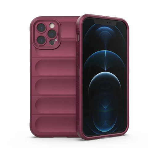Puzdro Magic Shield Case pre iPhone 12 Pro s elastickým pancierovým rukávom bordovej farby