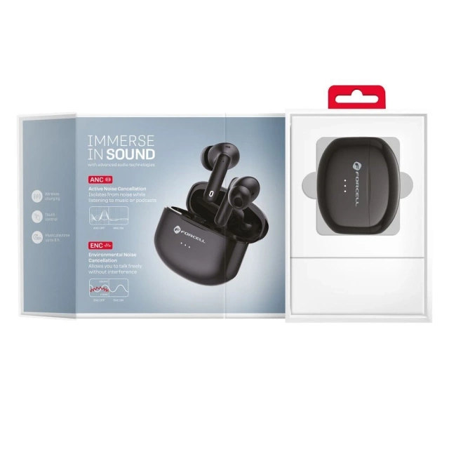 Бездротові навушники Forcell F-Audio TWS Clear Sound чорного кольору