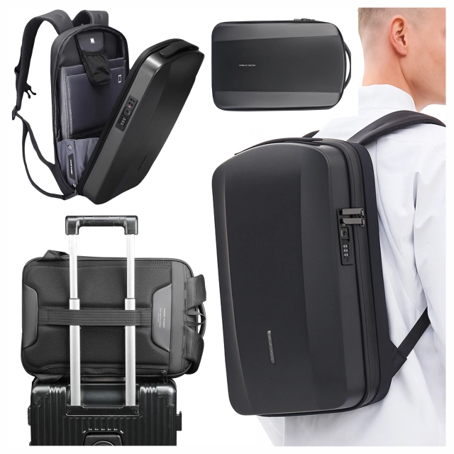 Mark Ryden 17.3" Laptop Backpack, USB Charging, Waterproof, Spacious and Practical, 180° Opening, Anti-Theft with TSA Lock and Suitcase Strap, 46x31x9 cm - Black