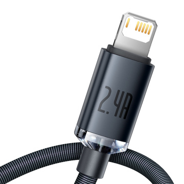 1,2m kábel Baseus Crystal USB kábel pre iPhone 2.4A Lightning Black