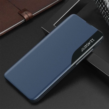 Eco Leather View Case elegante Hülle mit Überschlag und Standfunktion für Samsung Galaxy A73 blau