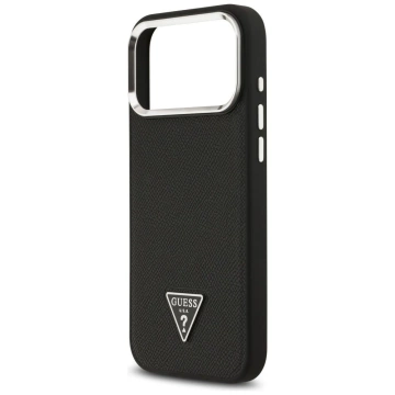 Etui Guess Grained Triangle Logo MagSafe do iPhone 17 Pro Czarny