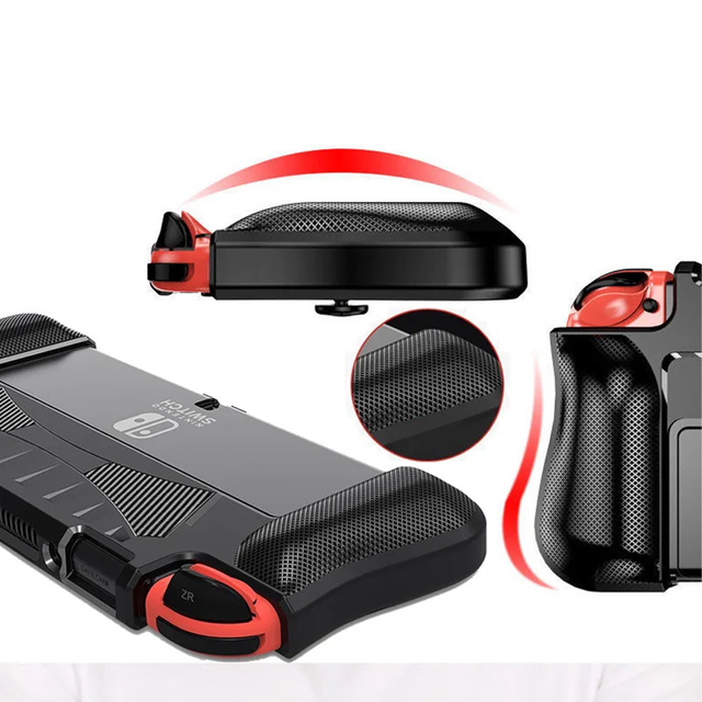 Etui do Nintendo Switch OLED obudowa case pokrowiec grip wzmocniony Alogy Czarne + Szkło