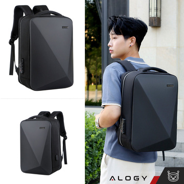 Batoh Alogy Urban Safe proti krádeži pre 15,6" notebook s USB portom veľký vodeodolný Unisex čierny