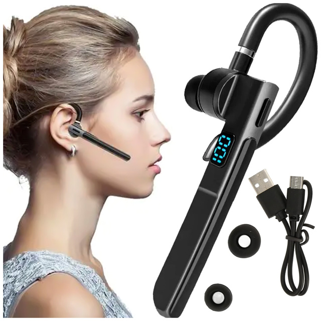 Bezdrôtový headset Bluetooth 5.3 na hovory, headset do auta s LED displejom Alogy Black