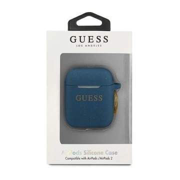 Guess GUACCSILGLBL AirPods Cover niebieski/blue Silicone Glitter