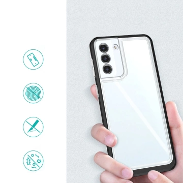Priehľadné puzdro 3v1 na silikónový kryt Samsung Galaxy S23 Plus s rámom čierny