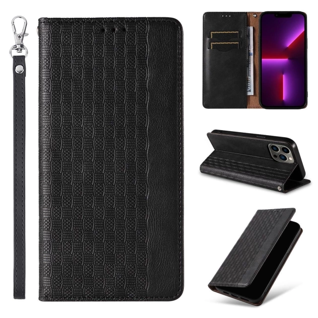 Magnet Strap Case Case pro iPhone 13 Pro Pouch Wallet Mini Lanyard Pendant Black