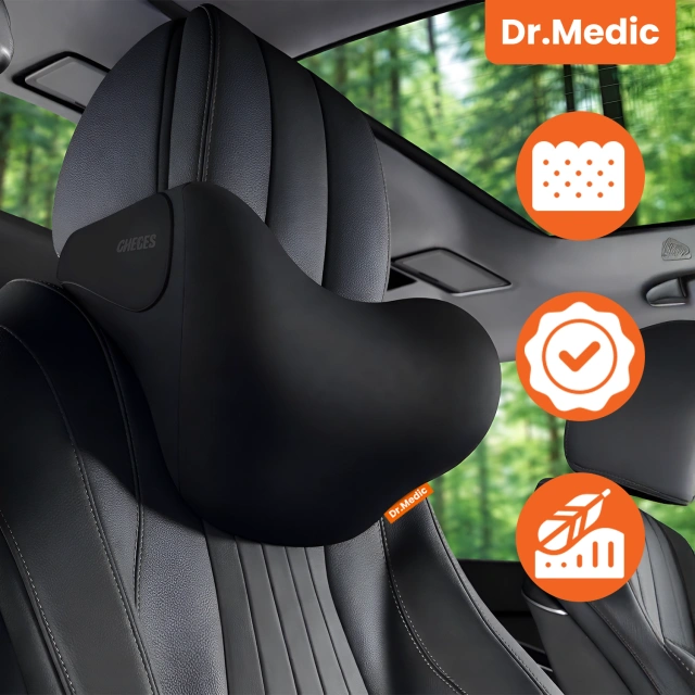 Masážny vankúš do opierky hlavy v aute – ergonomická opora hlavy, krku a zátylku, elektrický vibračný masážny prístroj pre vodiča a spolujazdca – Dr.Medic RelaxDrive™