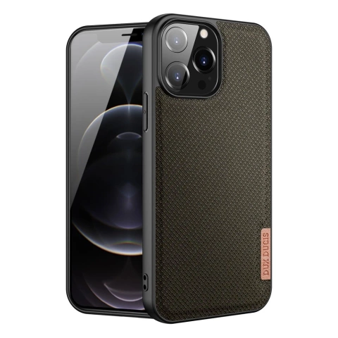 Kryt puzdra Dux Ducis Fino pokrytý nylonovým materiálom iPhone 13 Pro Max zelený