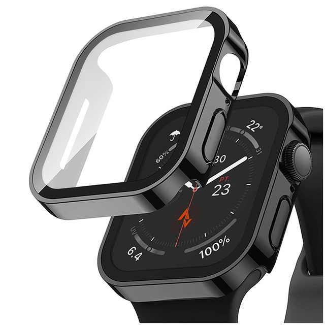 Alogy Protector Case se sklem 2v1 Cover Case pro Apple Watch 7/8 45mm Black