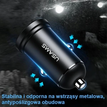 USAMS Car charger 2xUSB 2.4A Mini black/black CC114TC01 (US-CC114)