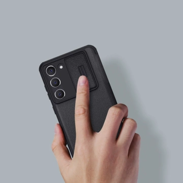 Чохол Nillkin Qin Cloth Pro Case Cover для Samsung Galaxy S23 Flip Cover Camera Cover синій