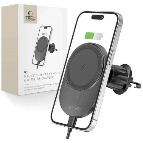 Magnetic inductive car holder MM15W-V1 Magnetic MagSafe Vent Car Mount Wireless Charger 15W for grille Black