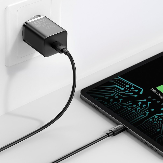 Napájecí adaptér Baseus Super Si USB-C Typ C PD Power Delivery 30W Černý