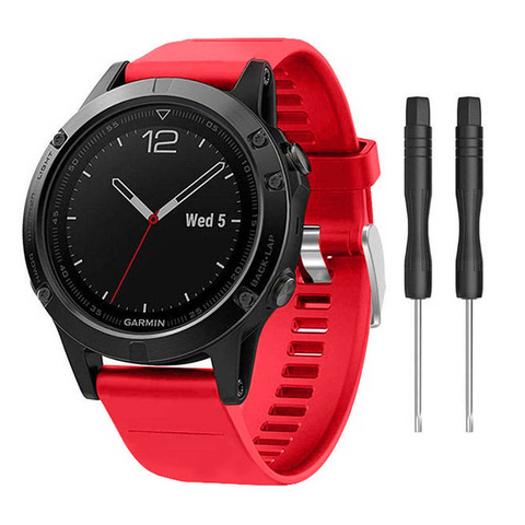 Remienok z uhlíkovej gumy Alogy pre Garmin Fenix 5/5 Plus / 6/6 Pro Raspberry