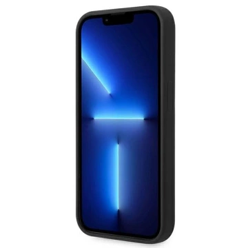 BMW BMHCP14LSILBK puzdro na telefón pre Apple iPhone 14 Pro 6,1" čierne/čierne silikónové kovové logo