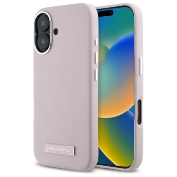 Etui Karl Lagerfeld do iPhone 16 6.1" Różowy MagSafe Hardcase FW Metal Plate 