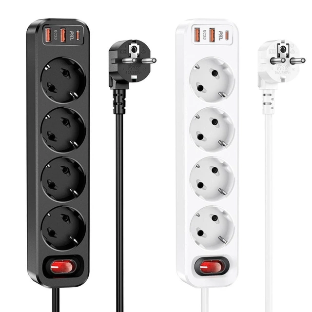 HOCO 4-portový napájací kábel 2x USB-A typu C PD QC3.0 20W NS1 1,8 m