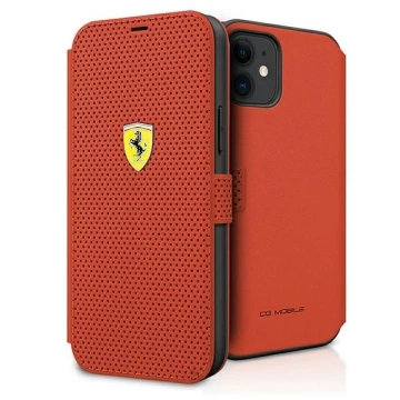 Ferrari iPhone 12 mini 5.4" Handyhülle rot/rotes Buch On Track Perforated