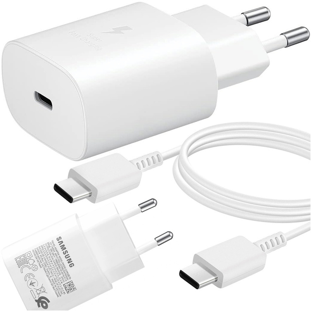 Originální nabíječka Samsung USB-C 25W kabel typu C 180cm Premium Super Fast Charge Set White