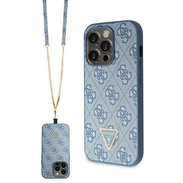 Etui Guess GUHCP15LP4TDSCPB pre iPhone 15 Pro 6,1" niebieski/modré pevné puzdro Crossbody 4G kovové logo