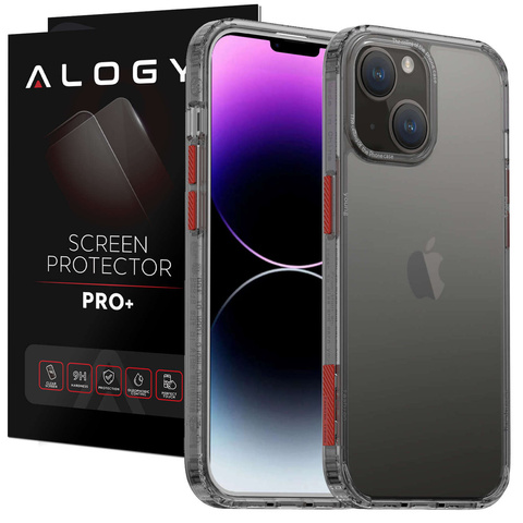 Alogy Protective Case Protective Cover for Apple iPhone 14 Black and Clear Glass