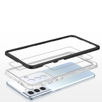 Priehľadné puzdro 3v1 na silikónový kryt Samsung Galaxy S23 Plus s rámom čierny